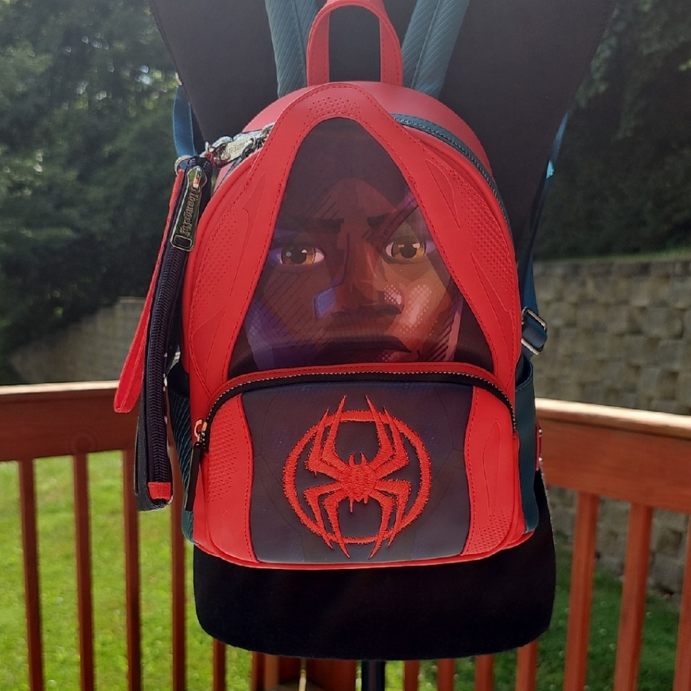 Loungefly Spiderman Into The Spiderverse Cosplay mini backpack.